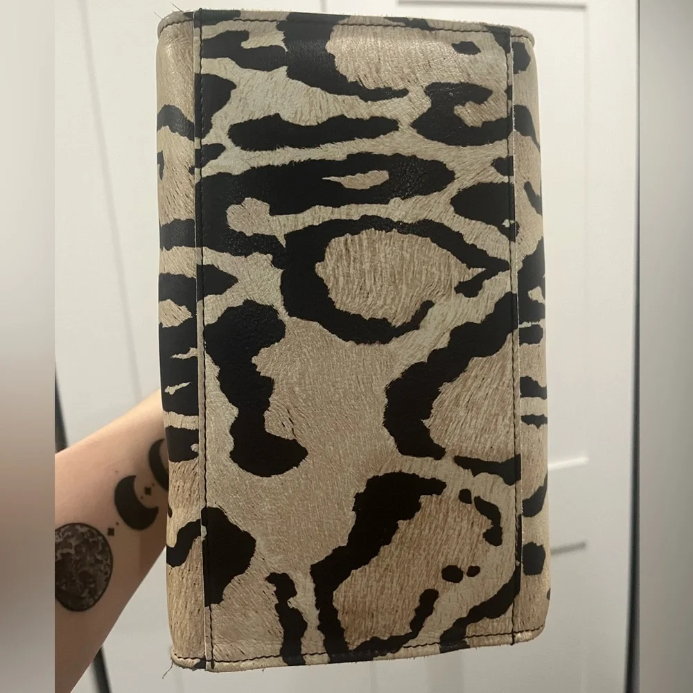 Furla Leopard Print Tote Bag - Black and Tan. Peeling inside***READ